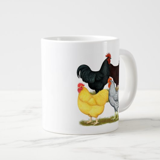 Zware rooster Chicken Quartet Extra Grote Mok (Voorkant rechts)