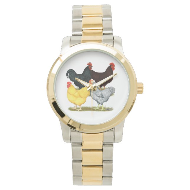 Zware rooster Chicken Quartet Horloge (Voorkant)