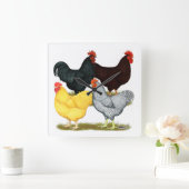 Zware rooster Chicken Quartet Vierkante Klok (Huis)
