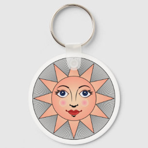 Zware Sun Face   Astronomisch symbool Sleutelhanger