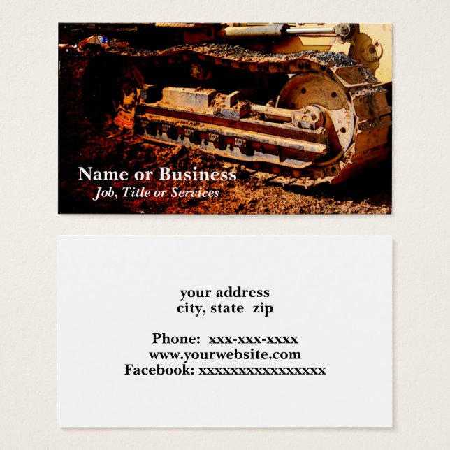 zware werktuigen visitekaartje (Voorkant /achterkant)