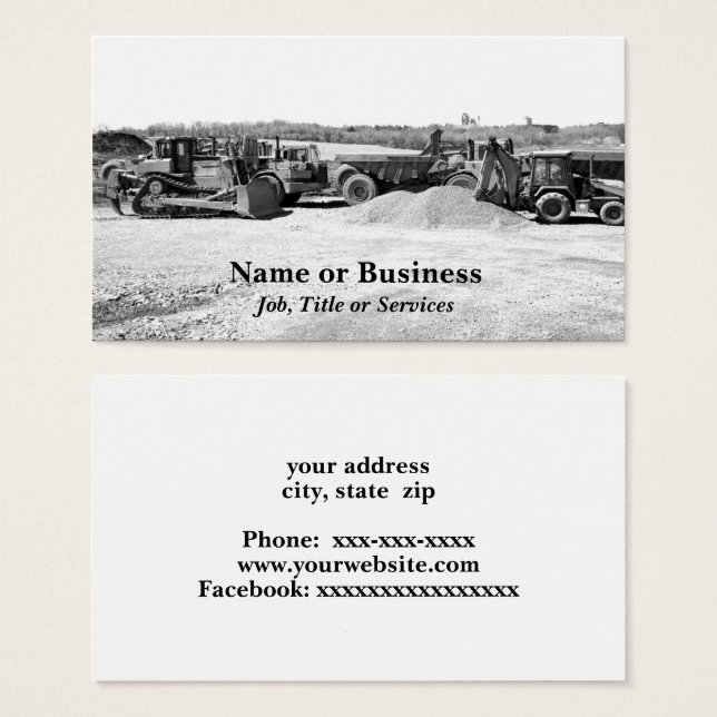 zware werktuigen visitekaartje (Voorkant /achterkant)