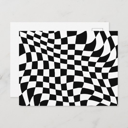 Zware zwarte en witte cheques briefkaart (Voorkant / Achterkant)