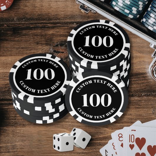 Zwart 100 genummerd poker chips