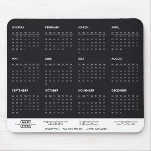 Zwart  2024 Kalender Initialen Monogram Muismat