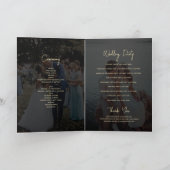 Zwart 3 Foto Overlay Bruiloft Order of Service Programma (Binnen)