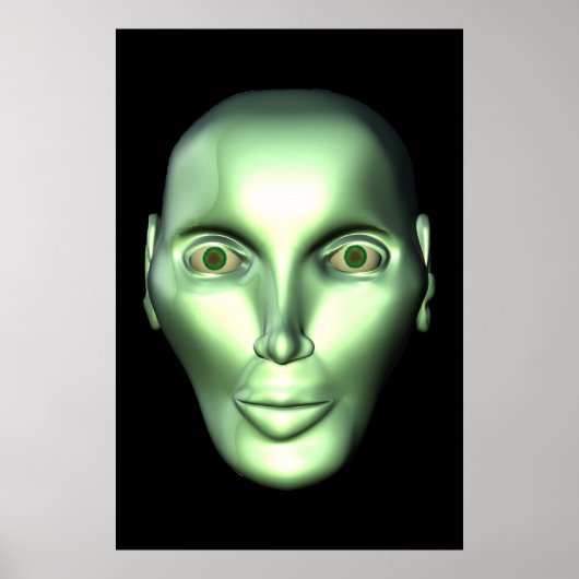 Zwart 3D Alien Head buitenaards Poster (Voorkant)