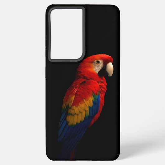 Zwart 4 Luxe Galaxy S21 Plus, Scarlet Parrot Samsung Galaxy Hoesje (Achterkant)