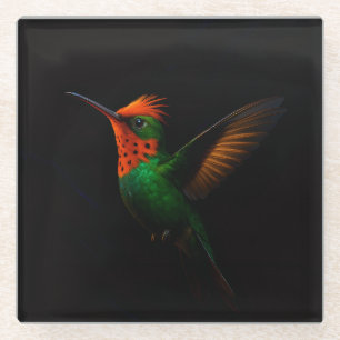 Zwart 4 Luxe Glas onderzetter, Tufted Coquette Glazen Onderzetter