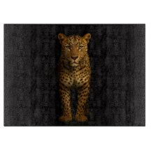 Zwart 4 Luxe glazen bord Majestueuze Luipaard