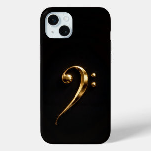 Zwart 4 Luxe, Gouden Bassleutel iPhone 15 Plus Mini Hoesje