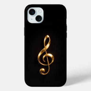 Zwart 4 Luxe, Gouden Sleutel van de Sol iPhone 15  Mini Hoesje