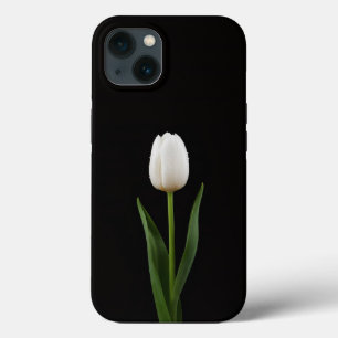 Zwart 4 Luxe iPhone 13, Parelwitte Tulp 13 Hoesje