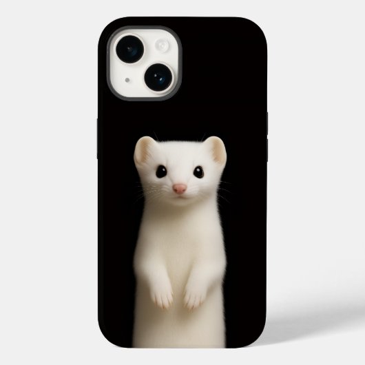 Zwart 4 Luxe iPhone 14 Mate, Stijlvolle Hermelijn Case-Mate iPhone Case (Achterkant)