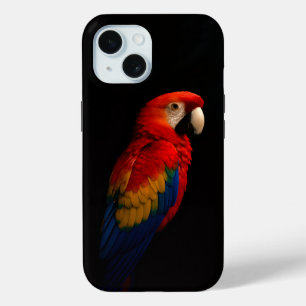 Zwart 4 Luxe iPhone 15 Hoesje-Mate, Scarlet Parrot