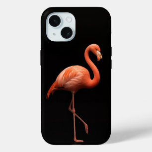 Zwart 4 Luxe iPhone 15 Mate, Roze Flamingo