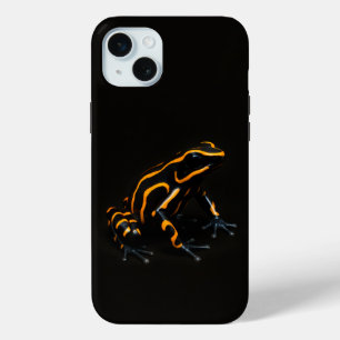 Zwart 4 Luxe iPhone 15 Plus, Zwarte Oranje Kikker Mini Hoesje