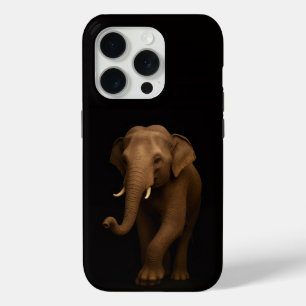 Zwart 4 Luxe iPhone 15 Pro Mate, Indische Olifant Case
