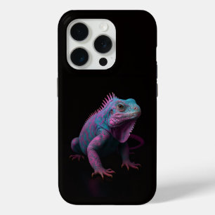 Zwart 4 Luxe iPhone 15 Pro Mate, Roze Leguaan Case
