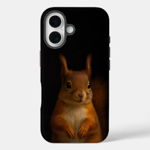 Zwart 4 Luxe iPhone 16 Hoesje-Mate, Rode Eekhoorn Hoesje
