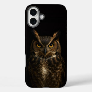 Zwart 4 Luxe iPhone 16 Plus Mate, Golden Eye Owl Hoesje