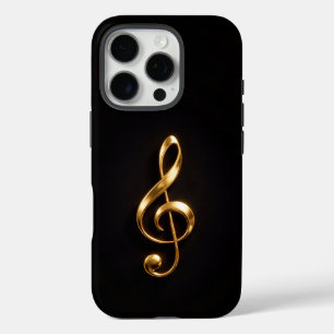 Zwart 4 Luxe iPhone 16 Pro, Gouden Viool Sleutel Pro Hoesje