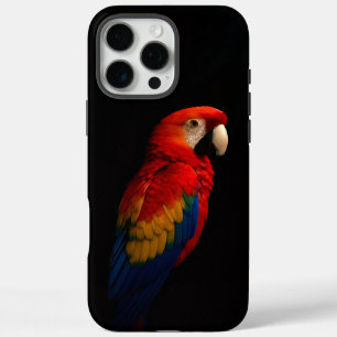 Zwart 4 Luxe iPhone 16 Pro Max , scharlaken papega Hoesje