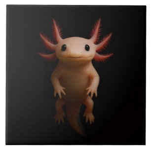Zwart 4 Luxe Tegels met Mexicaanse Axolotl Tegeltje