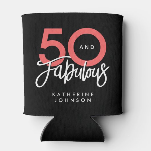 Zwart 50 en Fabulous Moderne 50ste Verjaardag Blikjeskoeler (Achterkant)