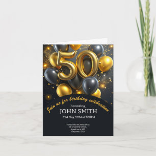 Zwart 50e verjaardag gouden ballonnen glitteren