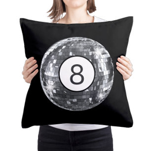 Zwart 8 Ball Kussen Sparkly Disco Ball Pillow