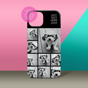 Zwart 9 Photo Square Collage - met naam wit Case-Mate iPhone 14 Pro Hoesje
