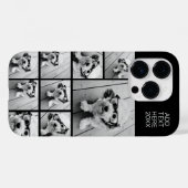 Zwart 9 Photo Square Collage - met naam wit Case-Mate iPhone Case (Achterkant (horizontaal))