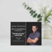 Zwart, aangepast foto-Afstuderen Opslaan datum Briefkaart (Staand voorkant)