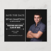 Zwart, aangepast foto-Afstuderen Opslaan datum Briefkaart (Voorkant)