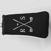 Zwart Aangepast Monogram Eenvoudig Minimalistisch Golfheadcover (Voorkant)
