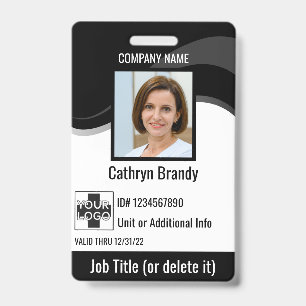 Zwart aangepast personeelsbeveiligings-ID, logo, s Badge
