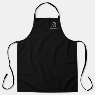 Zwart, aangepast script monogram en naam schort