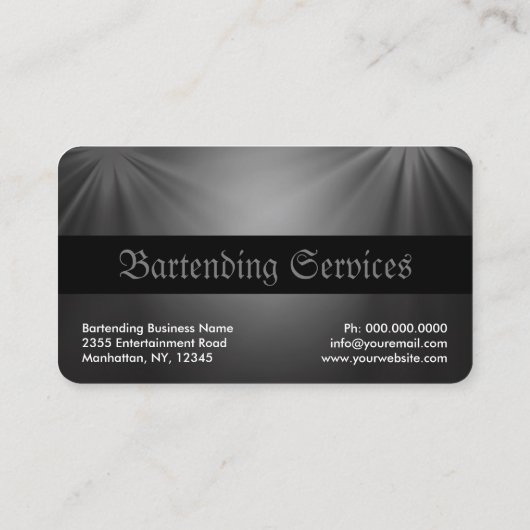 Zwart Aangepaste kleur Bartending Services Bartend Visitekaartje (Achterkant)
