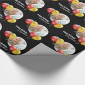 Zwart Aangepaste Verjaardag Ballon Gift Wrapping P Cadeaupapier (Hoek)