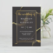 Zwart Abstract 🖤✨ Inky Alcohol Fab Budget Wedding Kaart (Staand voorkant)