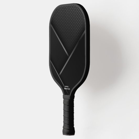 Zwart Abstract koolstof Kijk naar aangepaste tekst Pickleball Paddle (Links)