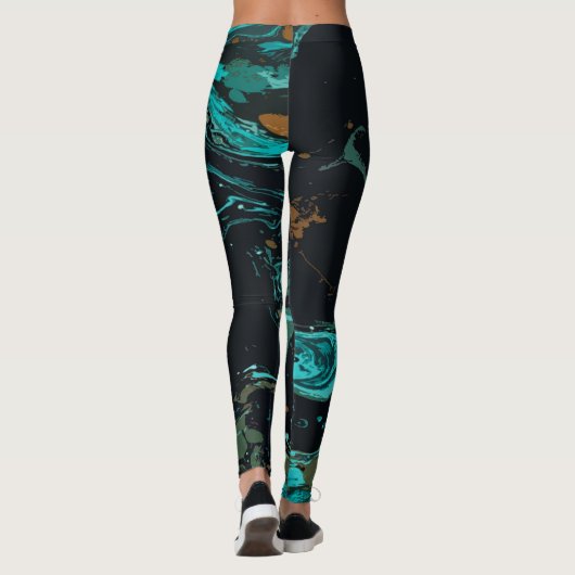 Zwart Abstract patroon Leggings (Achterkant)