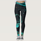 Zwart Abstract patroon Leggings (Voorkant)