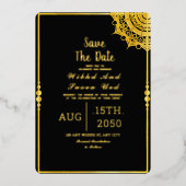 Zwart Acryl Bruiloft Luxe Save the Date Folie Uitnodiging (Voorkant)