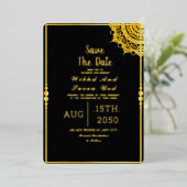 Zwart Acryl Bruiloft Luxe Save the Date Folie Uitnodiging (Staand Voorkant)