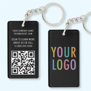 Zwart Acryl QR Code Sleutelhanger Custom Logo Bran