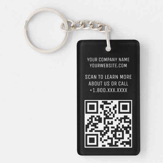 Zwart Acryl QR Code Sleutelhanger Custom Logo Bran (Voorkant)