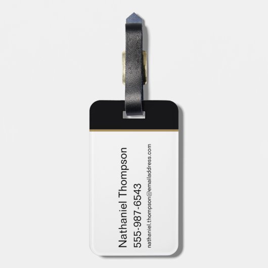 Zwart Adam-teken en naam grafisch Bagagelabel (Achterkant verticaal)