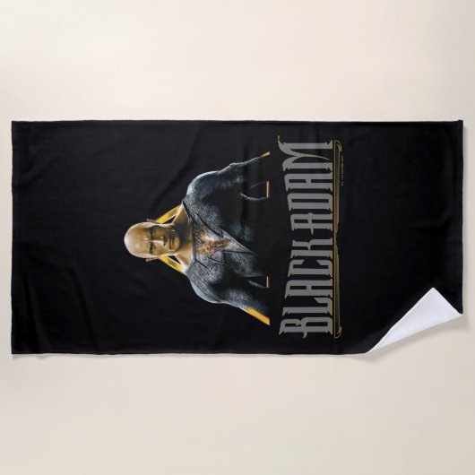 Zwart Adam-teken en naam grafisch Strandlaken (Voorkant)